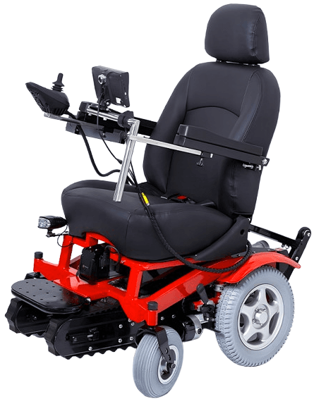 scaun cu rotile electric echipat cu senile pentru scari
